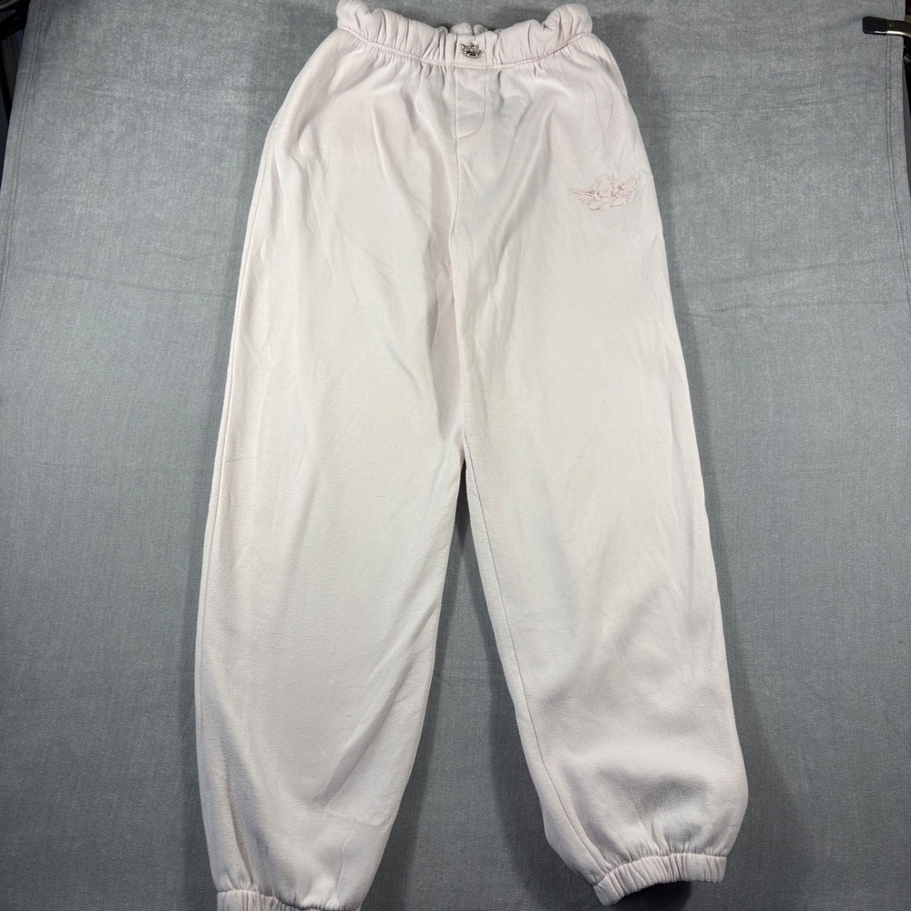 Boys Lie Pink Angel Logo Ruffle Waist Sweatpants XL Mens Joggers Fleece Pink